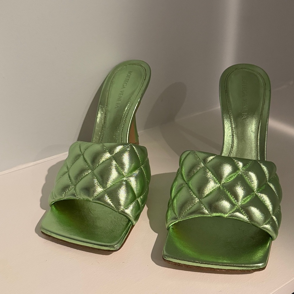 Authentic BOTTEGA VENETA Mule Heels Metallic Size 38 - Picture 13 of 14
